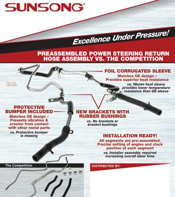 Sunsong Preassembled Power Steering Return Hose Assembly vs The Competition