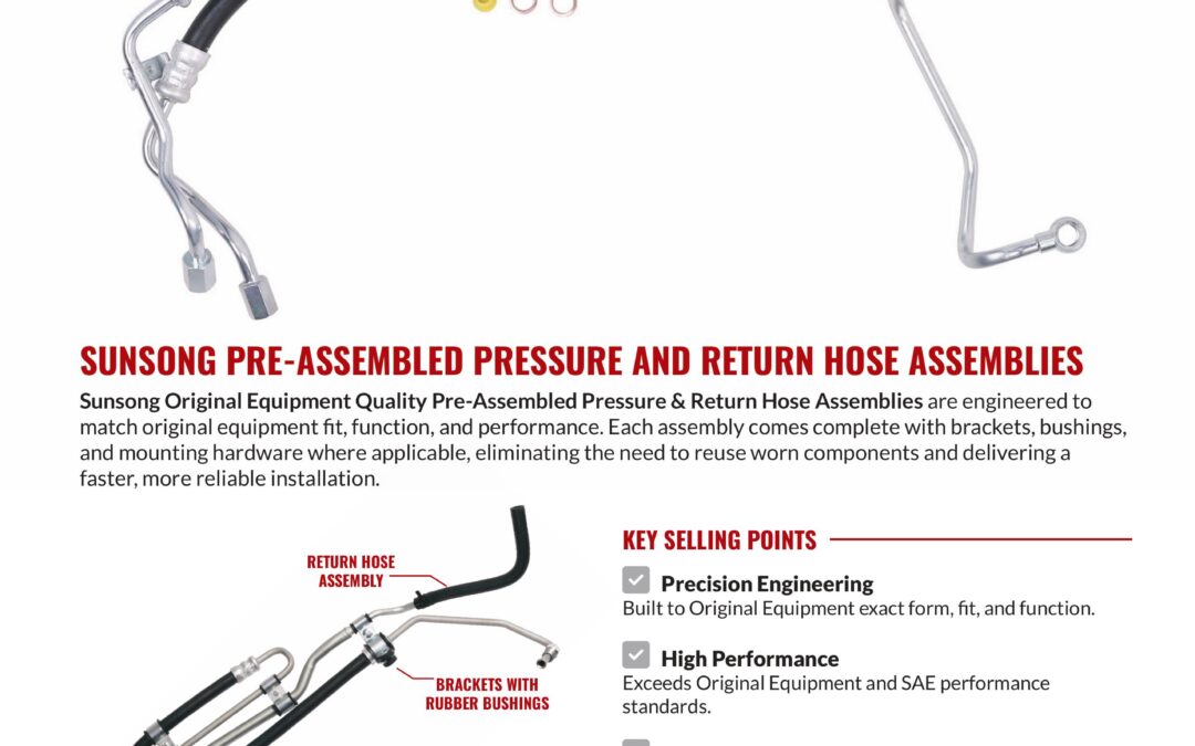 Sunsong Pre-assembled Power Steering Pressure and Return Hose Assemblies